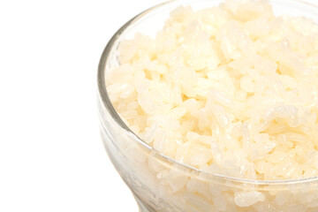 bowl of boiled rice isolated on white background