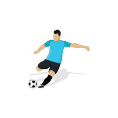 Fototapeta na wymiar Soccer player shooting a ball vector graphics