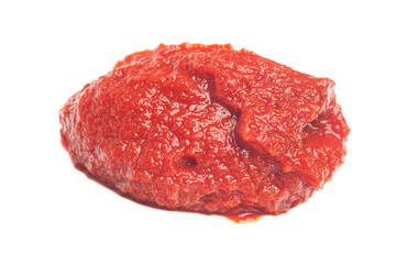 Tomato paste texture isolated on white