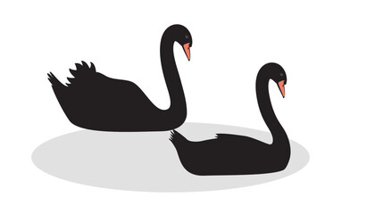 Swan swimming in the lake. Swan cartoon character. Flat style. Vector illustration