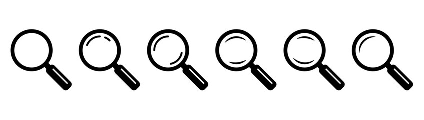 Magnifying glass icon. Search icon, vector magnifier or loupe sign.