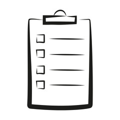 Vector icon hand drawn clipboard with to do list. Lines with check boxes.
