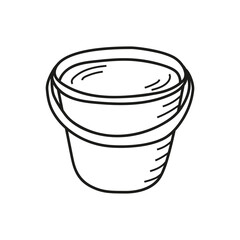 Water bucket vector icon, hand drawn in cartoon style.
