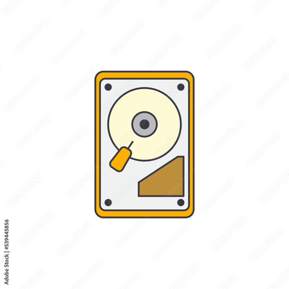 Poster hdd drive computer storage icon in color, isolated on white background