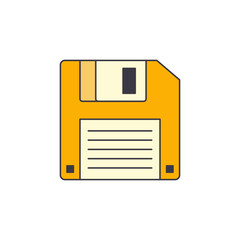 Diskette, floppy icon in color, isolated on white background 