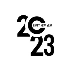 Happy new year 2023 template text design. Vector banner for flyer, brochure, booklet, greeting card.