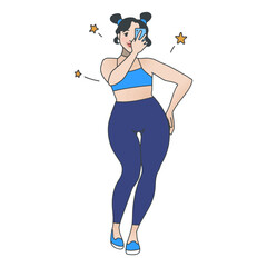 illustration fat girl taking a picture of her body