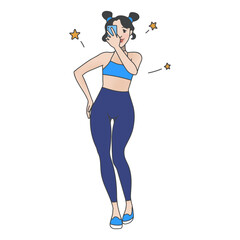 illustration girl taking a picture of her body