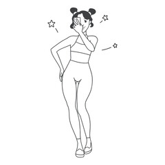 contour illustration girl taking a picture of her body