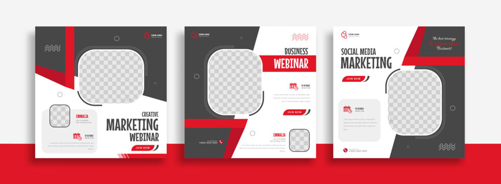 set webinar business for instant post or social media post banner ads promotion template