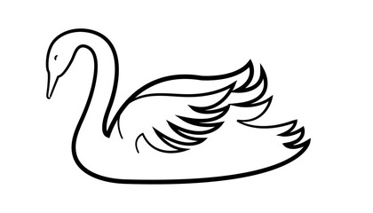 swan logo and symbol vector. swan logo,goose or duck icon design vector in trendy and abstract luxury line outline style