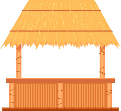 Bamboo beach hut straw design wooden isolated vector illustration