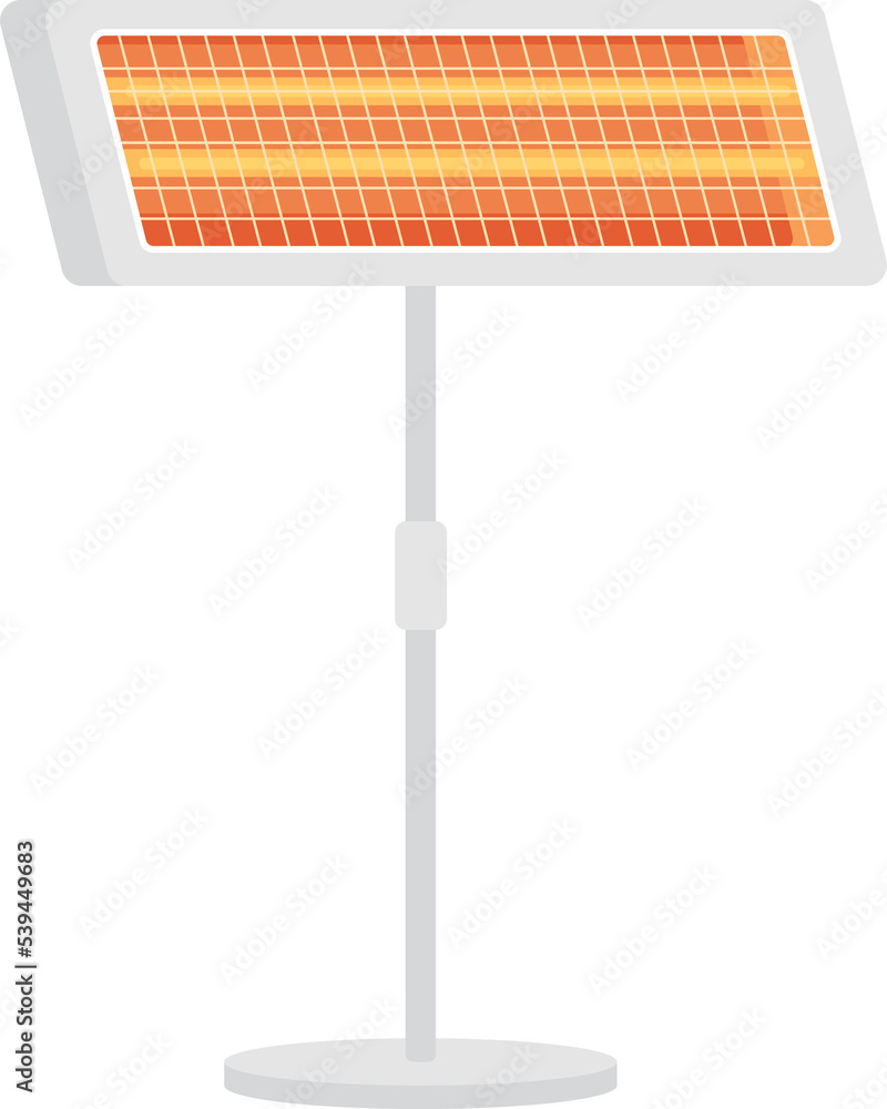 Poster heater lamp semi flat color raster object. realistic item on white. electrical device for heating in