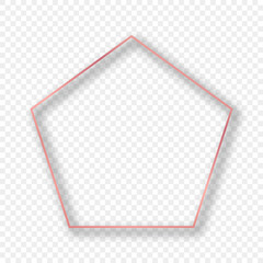 Rose gold glowing pentagon shape frame with shadow