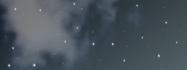 Night sky with clouds and many stars