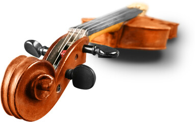 Naklejka na ściany i meble Wooden classic violin isolated on white background