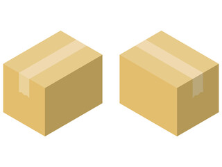 アイソメ段ボールアイコンセット：直方体