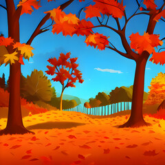 綺麗でシンプルな秋の風景イラスト
