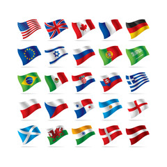 Realistic 3d world nation flag vector illustration