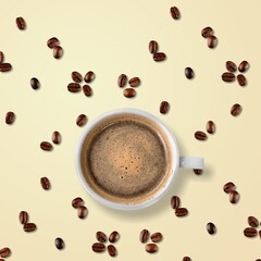 Tasty fresh hot aroma coffee in cup