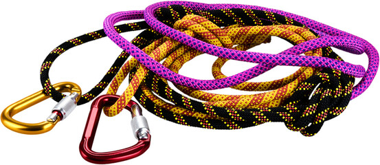 Hank slings with carabiners isolated on white background