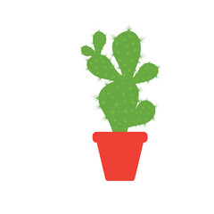 Cactus in flowerpot logo Vector illustration