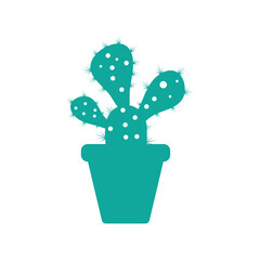 Cactus in flowerpot logo Vector illustration