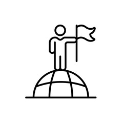 Achievement flag line icon. Achieve, top, goal, aspirations, employee, complete the work plan, schedule, dot, mark, pointer. Business concept. Vector line icon for Business and Advertising