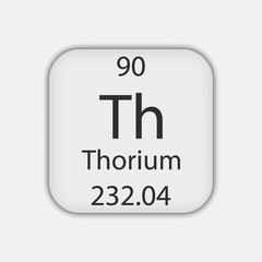 Thorium symbol. Chemical element of the periodic table. Vector illustration.