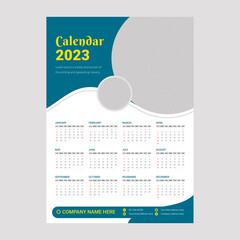 Wall calendar 2023, one page wall calendar design template
