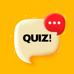 Quiz. Speech bubble with Quiz text. 3d illustration. Pop art style. Vector line icon for Business and Advertising