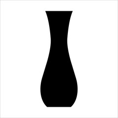 Black vector illustration of modern ceramic vase. Single element in trendy boho style isolated on white background