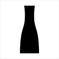 Black vector illustration of modern ceramic vase. Single element in trendy boho style isolated on white background