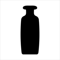 Black vector illustration of modern ceramic vase. Single element in trendy boho style isolated on white background