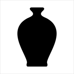 Black vector illustration of modern ceramic vase. Single element in trendy boho style isolated on white background