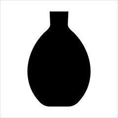 Black vector illustration of modern ceramic vase. Single element in trendy boho style isolated on white background