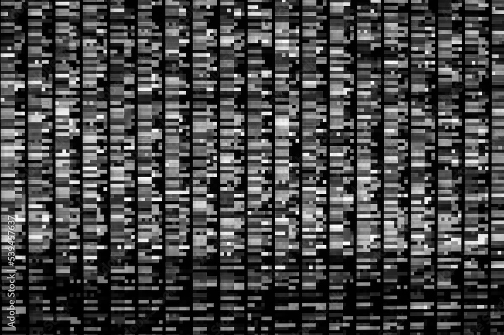 Poster pixel pattern of a digital glitch / abstract black and white pixel pattern background of a digital g
