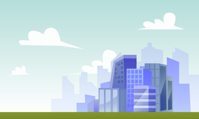 Urban landscape, illustration of city buildings