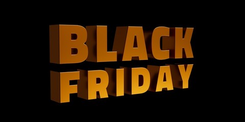 Black friday 3d metallic gold lettering. mockup, copy space. 3d illustration. Minimal concept.	
