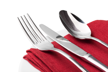 Silverware. Fork, spoon and knife isolated on white