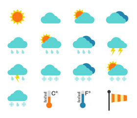 Weather icon set illustration vector isolated on white background. 