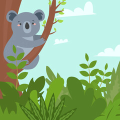 Cute koala in flat style. Wildlife animals