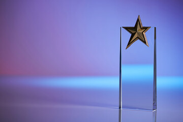 close up of star shape crystal trophy