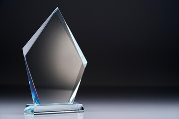 close up of glass or crystal trophy
