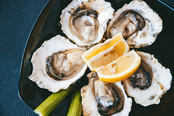 Fresh oysters on a plate