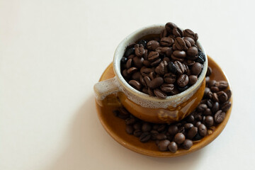 coffee beans in different settings on white background