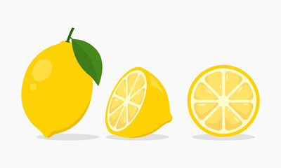 Fresh lemon whole and slice vector illustration 