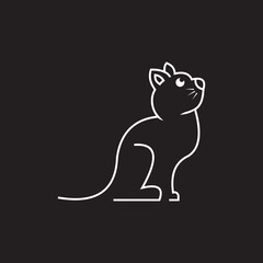 Cat line outline monoline logo icon vector image