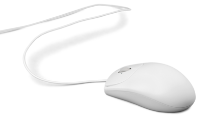 White computer mouse on a white background