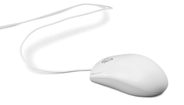 White computer mouse on a white background